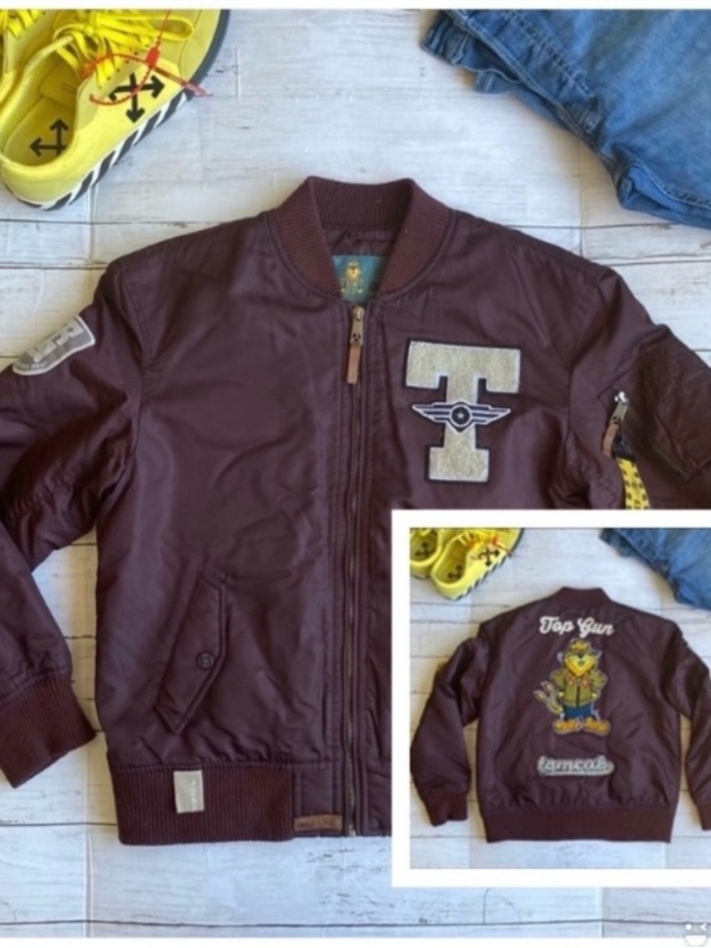 TOP GUN MA-1 Boys' Tomcat Maroon Bomber Jacket